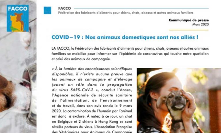 COVID-19 : Nos animaux domestiques sont nos alliés !