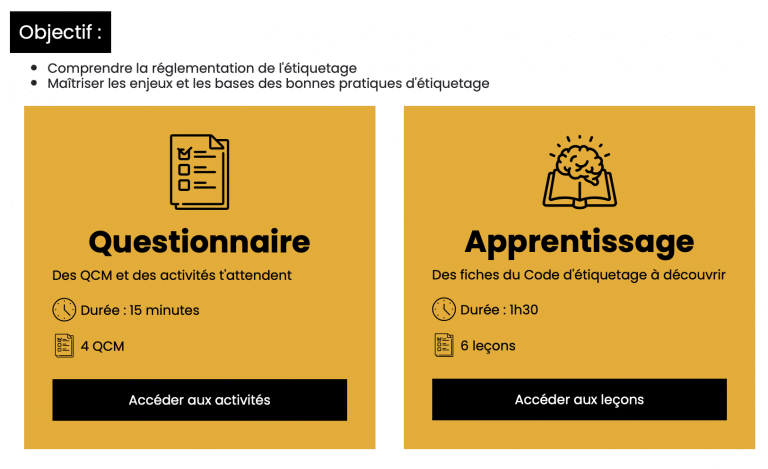 module de formation étiquetage