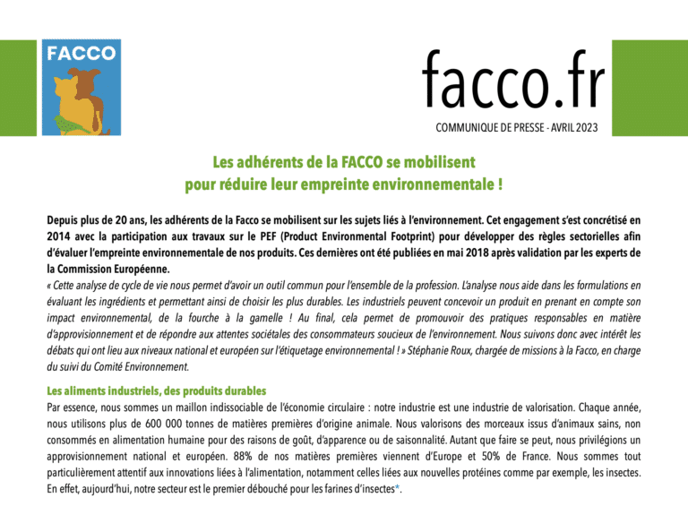 Depuis plus de 20 ans, les adhérents de la Facco se mobilisent sur les sujets liés à l’environnement. Cet engagement s’est concrétisé en 2014 avec la participation aux travaux sur le PEF (Product Environmental Footprint) pour développer des règles sectorielles afin d’évaluer l’empreinte environnementale de nos produits. Ces dernières ont été publiées en mai 2018 après validation par les experts de la Commission Européenne.