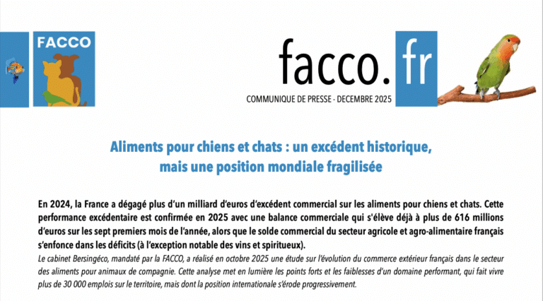 Aliments pour chiens et chats : un excédent historique, mais une position mondiale fragilisée
